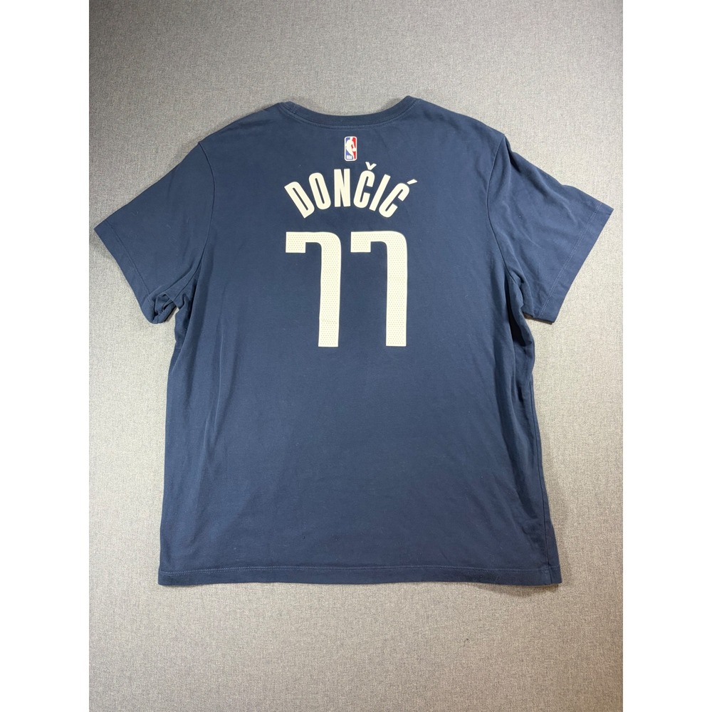 Nike Dallas Mavericks Luka Doncic 77 Dri-FIT T-Shirt Mens XL Navy Blue NBA Tee